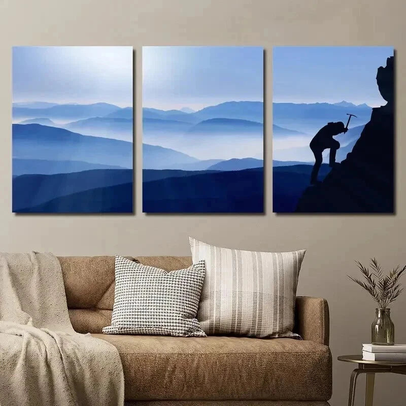 3pcs Artistic Climber Silhouette Perfect Wall Art Set Canvas Framed 40x60cm - High Quality Print 100% Australian Made Wall Canvas Ready to Hang