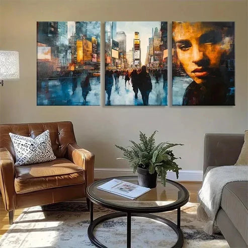 3pcs Urban Abstract Cityscape Portrait Prefect Wall Art Canvas Unframed - High Quality Print 100% Australian Made Wall Canvas