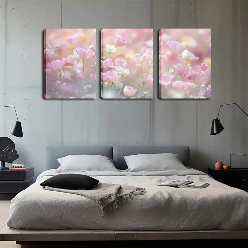 3pcs White Blooming Flowers Scenes Perfect Wall Art Set Canvas Framed 40x60cm - High Quality Print 100% Australian Made Wall Canvas Ready to Hang