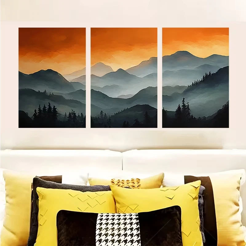 3pcs Mountain & Pine Forest Landscape Wall Art Set Canvas Framed 60x90cm - High Quality Print 100% Australian Made Wall Canvas Ready to Hang