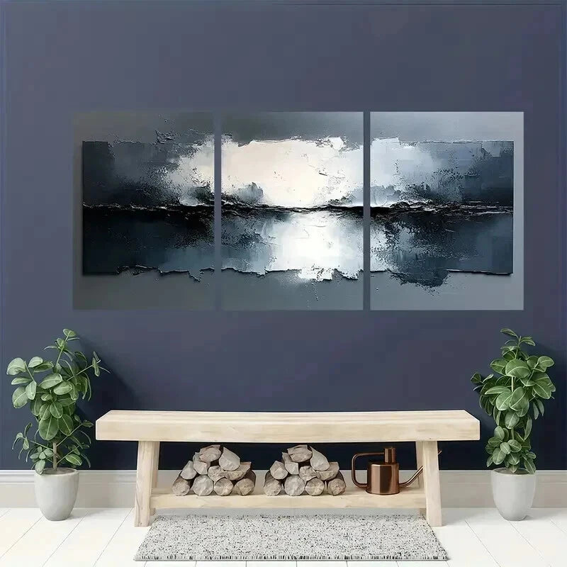 3pcs Abstract White Painting Decoration Wall Art Set Canvas Framed 40x60cm - High Quality Print 100% Australian Made Wall Canvas Ready to Hang
