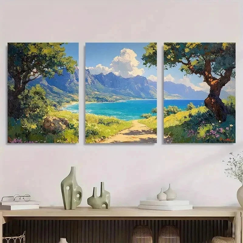 3pcs Extra Hillside Overdo Nature Scene Perfect Wall Art Set Canvas Framed 40x60cm - High Quality Print 100% Australian Made Wall Canvas Ready to Hang