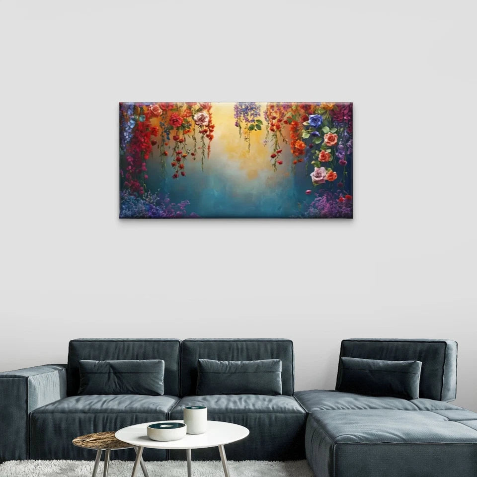 Flowers Butterflies Floral Wall Art Canvas Office Home Room Framed 120x60cm