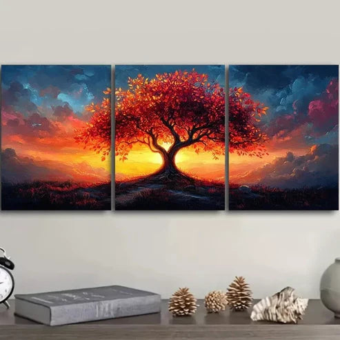 3pcs Colorful Tree Design With Clouds Wall Art Canvas Unframed - High Quality Print 100% Australian Made Wall Canvas