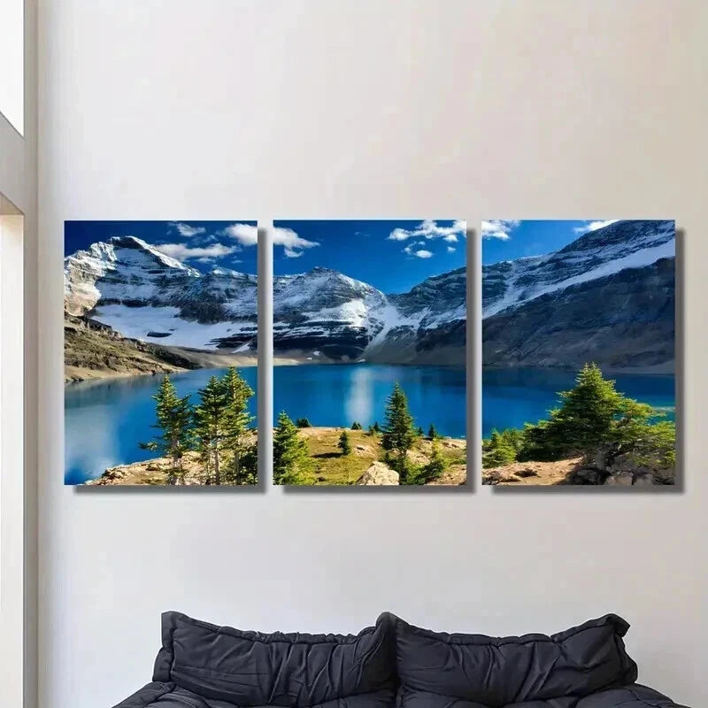 3pcs Tranquil Lakes & Majestic Mountains Wall Art Set Canvas Framed 40x60cm - High Quality Print 100% Australian Made Wall Canvas Ready to Hang