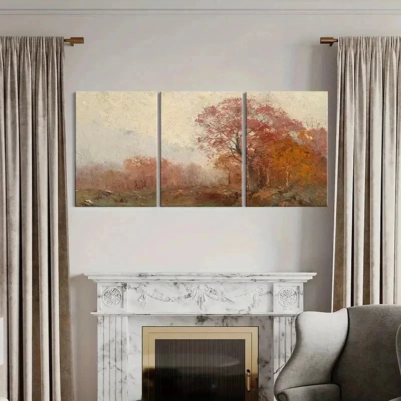 3pcs Autumn Trees Oil Style Painting Wall Art Set Canvas Framed 40x60cm - High Quality Print 100% Australian Made Wall Canvas Ready to Hang
