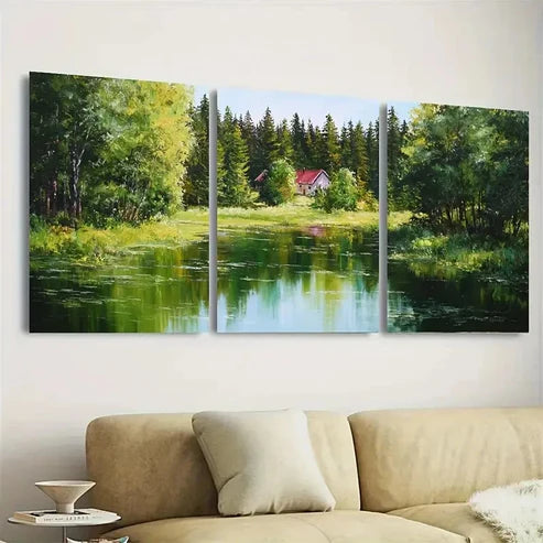 3pcs Shogvik Lake Wall Art Set Canvas Unframed - High Quality Print 100% Australian Made Wall Canvas