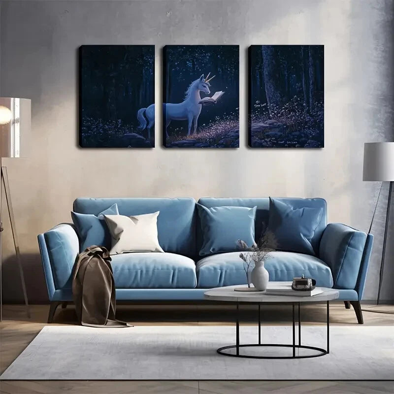 3pcs Modern Nordic Décor Elegant Unicorn Perfect Wall Art Set Canvas Framed 40x60cm - High Quality Print 100% Australian Made Wall Canvas Ready to Hang