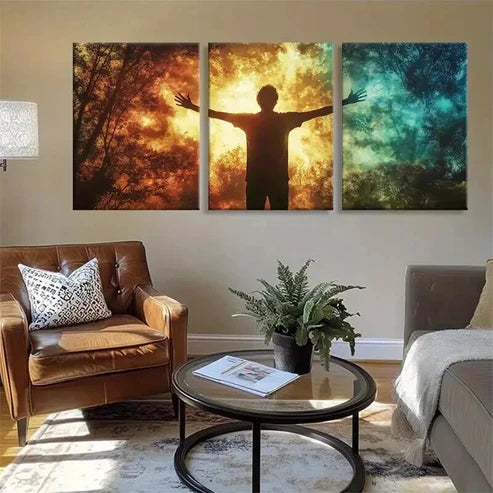 3pcs Vibrant Sunset and Cool Sky Tones Perfect Wall Art Canvas Unframed - High Quality Print 100% Australian Made Wall Canvas