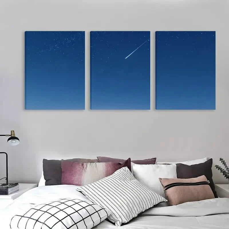 3pcs A Shooting Star Across The Night Sky Wall Art Set Canvas Framed 60x90cm - High Quality Print 100% Australian Made Wall Canvas Ready to Hang
