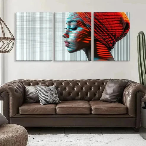 3pcs Striking Red & Blue Accents Perfect Wall Art Canvas Unframed - High Quality Print 100% Australian Made Wall Canvas