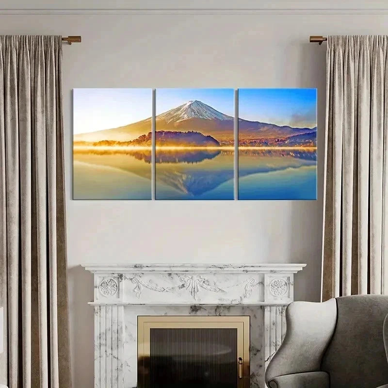 3pcs Natural Snow Mountain Lake Modern Wall Art Set Canvas Framed 40x60cm - High Quality Print 100% Australian Made Wall Canvas Ready to Hang