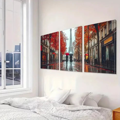 3pcs Modern Farmhouse Ink Paris Eiffel Tower Wall Art Set Canvas Framed 60x90cm - High Quality Print 100% Australian Made Wall Canvas Ready to Hang