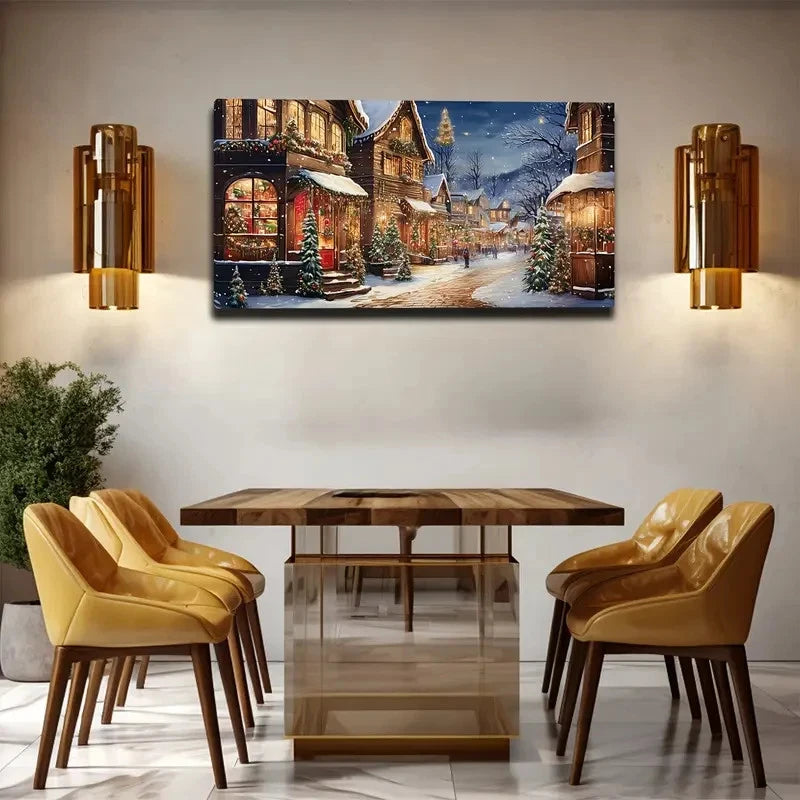 Minimalist Snowy Street Wall Art Canvas Office Home Room Framed 120x60cm