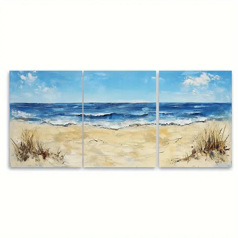 3pcs Minimalist Beach Abstract Large TO Wall Art Set Canvas Framed 40x60cm - High Quality Print 100% Australian Made Wall Canvas Ready to Hang