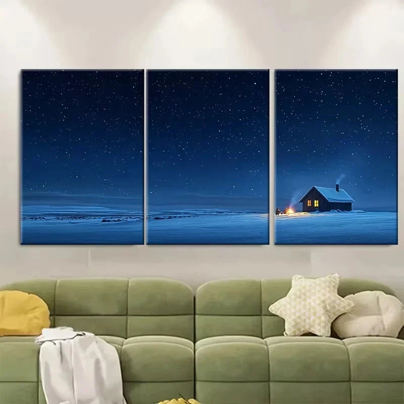 3pcs Winter Scene Icelandic Volcanic Beache Wall Art Set Canvas Framed 60x90cm - High Quality Print 100% Australian Made Wall Canvas Ready to Hang
