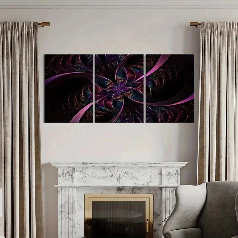 3pcs Abstract Shapes Composed Of Colorful Lines Wall Art Set Canvas Framed 40x60cm - High Quality Print 100% Australian Made Wall Canvas Ready to Hang