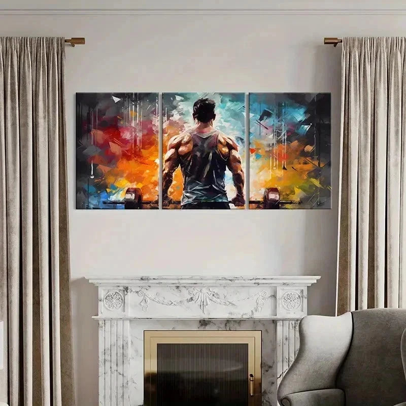 3pcs Weightlifting & Muscular Man Wall Art Set Canvas Framed 40x60cm - High Quality Print 100% Australian Made Wall Canvas Ready to Hang