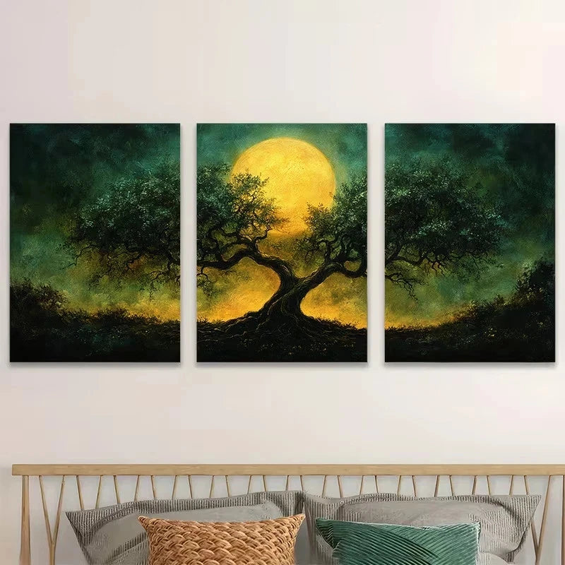 3pcs Celtic Tree of Life Wall Art Set Canvas Framed 50x70cm - High Quality Print 100% Australian Made Wall Canvas Ready to Hang