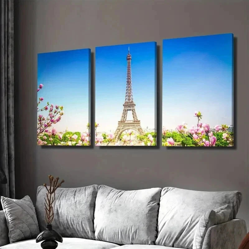 3pcs Paris Eiffel Tower Paintings Wall Art Set Canvas Framed 50x70cm - High Quality Print 100% Australian Made Wall Canvas Ready to Hang