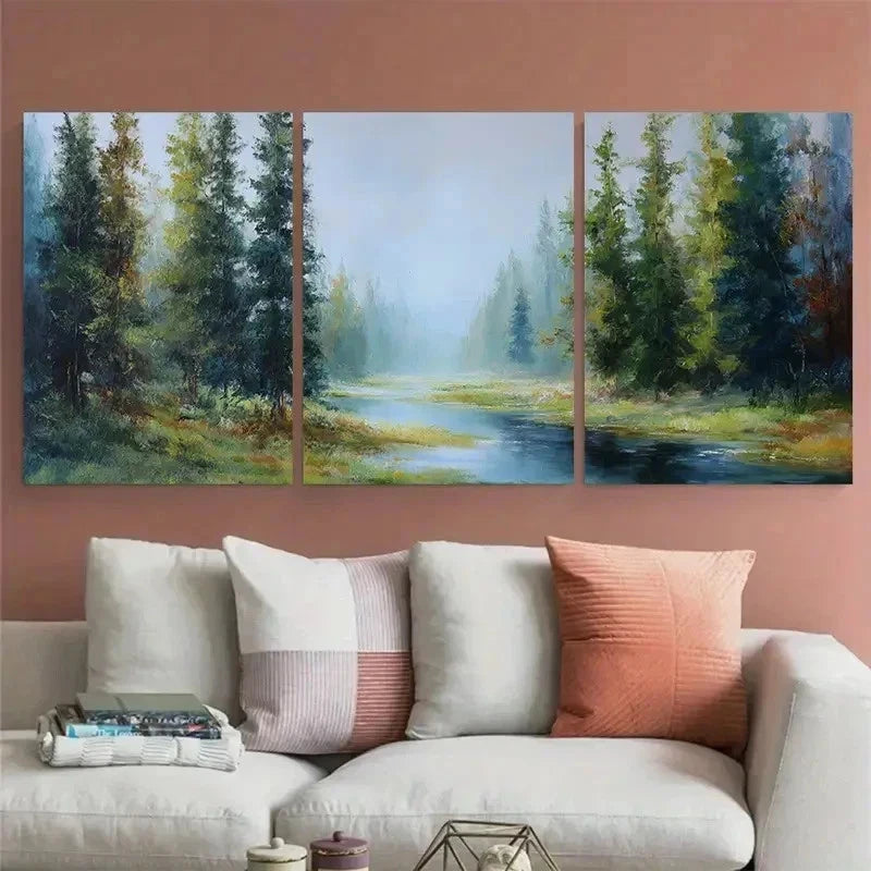 3pcs Forest Landscape Trees Nature Perfect Wall Art Set Canvas Framed 40x60cm - High Quality Print 100% Australian Made Wall Canvas Ready to Hang