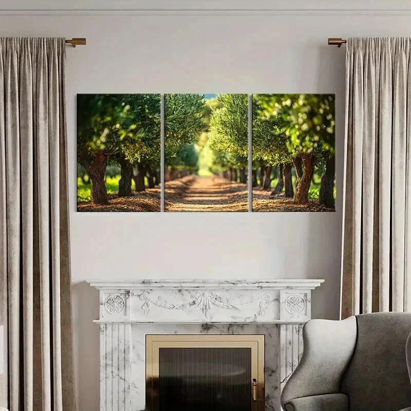 3pcs Serene Pathway Lush Greenery Warm Sunlight Wall Art Set Canvas Framed 40x60cm - High Quality Print 100% Australian Made Wall Canvas Ready to Hang