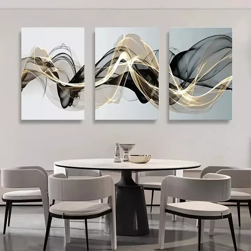 3pcs Abstract Ribbon Painting Canvas Framed 60x90cm - High Quality Print 100% Australian Made Wall Canvas Ready to Hang