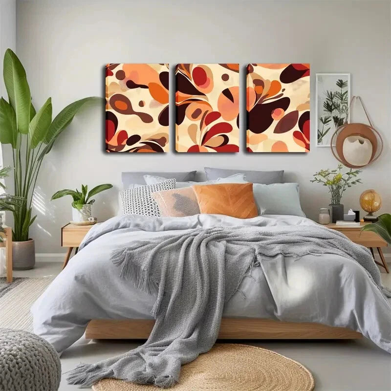 3pcs Vibrant Geometric Triptych Modern Perfect Wall Art Set Canvas Framed 40x60cm - High Quality Print 100% Australian Made Wall Canvas Ready to Hang