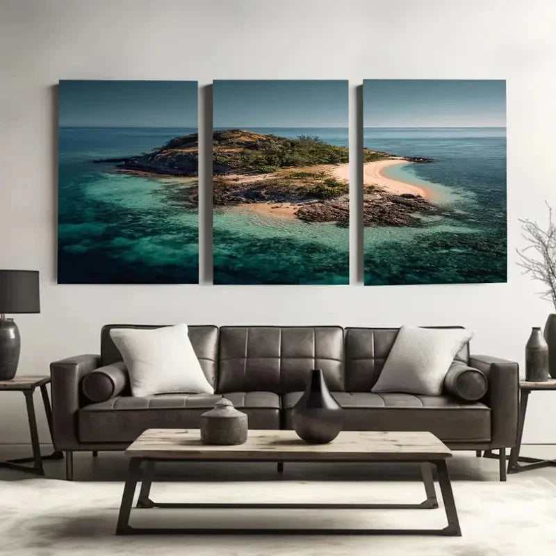 3pcs Lang Island, Queensland, Australia Wall Art Set Canvas Framed 60x90cm - High Quality Print 100% Australian Made Wall Canvas Ready to Hang