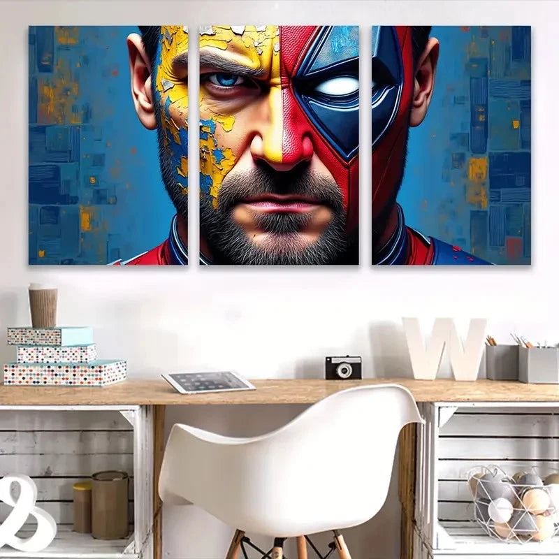 3pcs Bearded Men & Abstract Geometric Wall Art Set Canvas Framed 40x60cm - High Quality Print 100% Australian Made Wall Canvas Ready to Hang