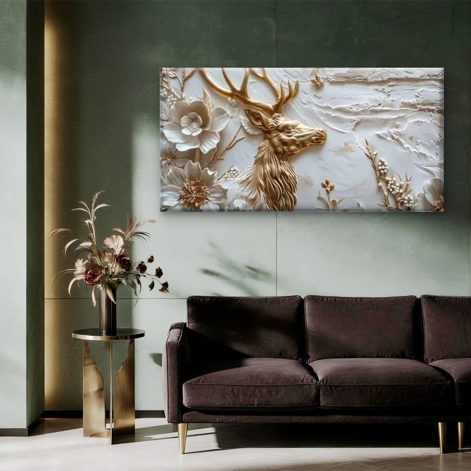 Nature’s Gilded Grace Wall Art Canvas Office Home Room Framed 120x60cm