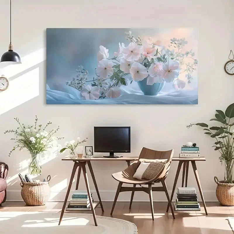 Floral Pastel Flower Décor Wall Art Canvas Office Home Room Framed 120x60cm