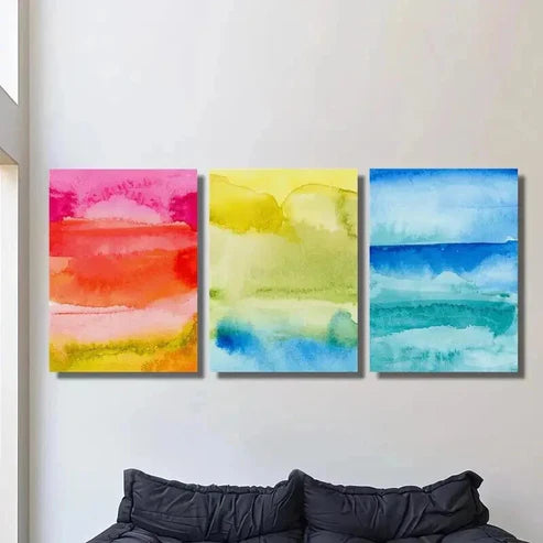 3pcs Colorful Gradient Abstract Painting Wall Art Canvas Unframed - High Quality Print 100% Australian Made Wall Canvas