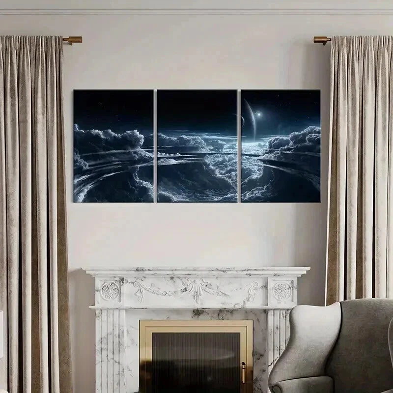 3pcs Fantasy Alien Planet Landscape Universe Wall Art Set Canvas Framed 40x60cm - High Quality Print 100% Australian Made Wall Canvas Ready to Hang