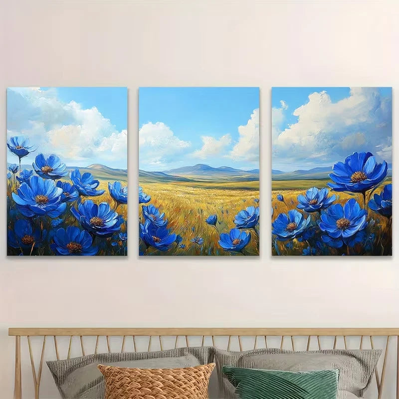 Vibrant Blue Sky & Green Fields Metal Print Ready to Hang Art