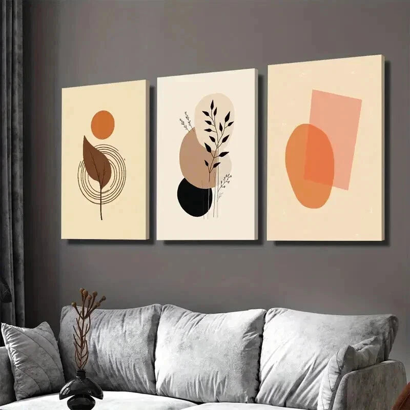 3pcs Modern Abstract Minimalist Botanical Wall Art Set Canvas Framed 40x60cm - High Quality Print 100% Australian Made Wall Canvas Ready to Hang
