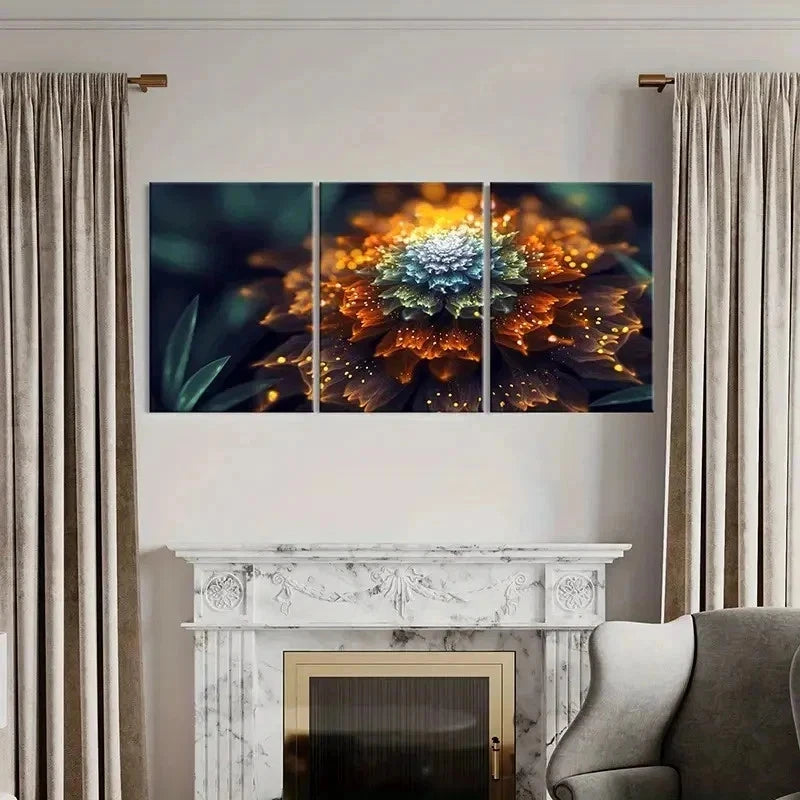 3pcs Colorful Flower Modern Abstract Wall Art Set Canvas Framed 40x60cm - High Quality Print 100% Australian Made Wall Canvas Ready to Hang