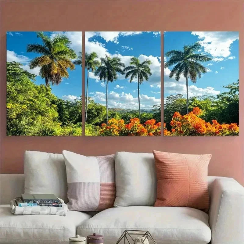 3pcs Tropical Caribbean Guyana Nature Perfec Wall Art Set Canvas Framed 60x90cm - High Quality Print 100% Australian Made Wall Canvas Ready to Hang
