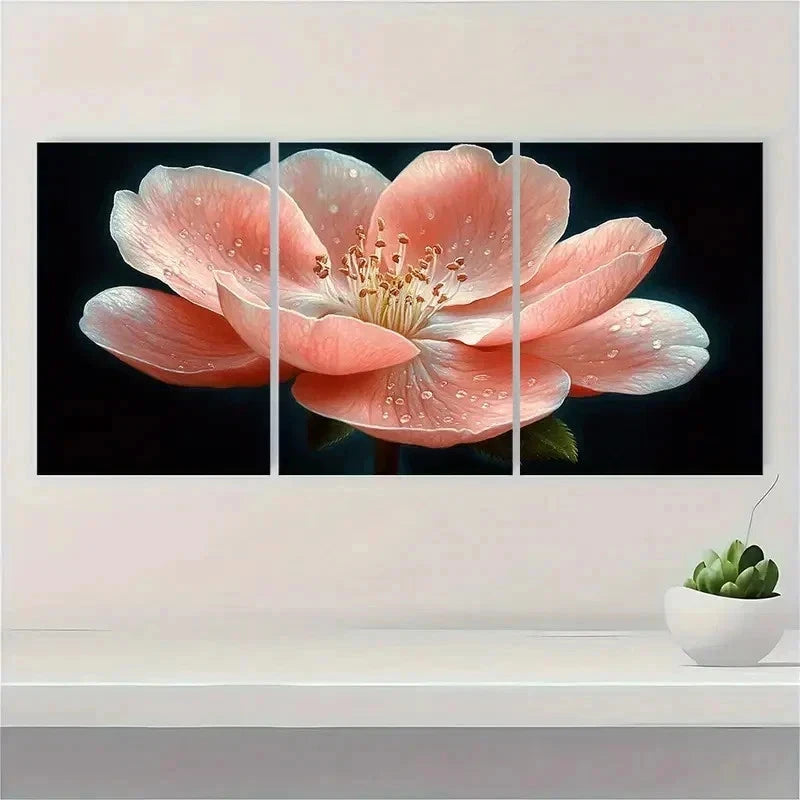 3pcs Pink Flowering Quince Nature Perfect Wall Art Set Canvas Framed 40x60cm - High Quality Print 100% Australian Made Wall Canvas Ready to Hang