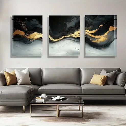 3pcs Modern Abstract Liquid Marble Perfect Wall Art Canvas Unframed - High Quality Print 100% Australian Made Wall Canvas