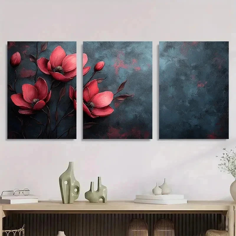 3pcs Flower Floral Botanical Minimalist Perfect Wall Art Set Canvas Framed 40x60cm - High Quality Print 100% Australian Made Wall Canvas Ready to Hang