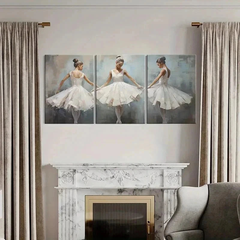 3pcs Ballerina Ballet Dancers Modern Wall Art Set Canvas Framed 40x60cm - High Quality Print 100% Australian Made Wall Canvas Ready to Hang