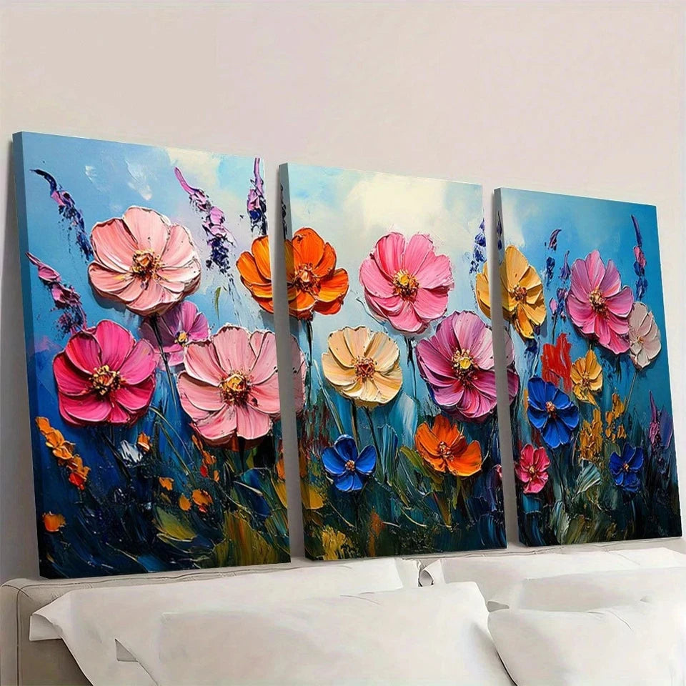 Colorful floral painting on a wall