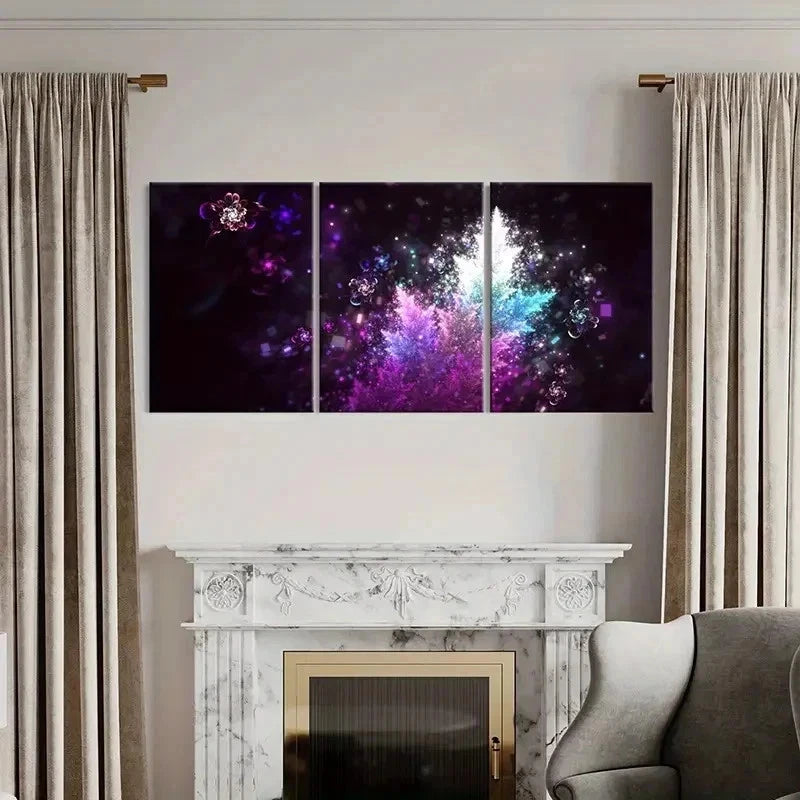 3pcs Fantasy Colorful Leaves Abstract Aesthetic Wall Art Set Canvas Framed 40x60cm - High Quality Print 100% Australian Made Wall Canvas Ready to Hang