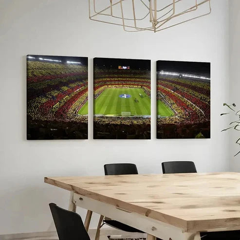 3pcs Football Match Football Stadium Wall Art Canvas Unframed - High Quality Print 100% Australian Made Wall Canvas