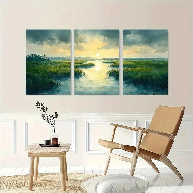3pcs Charleston Watercolor Lowcountry Perfect Wall Art Set Canvas Framed 40x60cm - High Quality Print 100% Australian Made Wall Canvas Ready to Hang