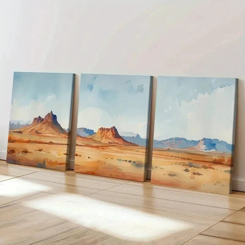 3pcs Vibrant Desert Landscape Decor Wall Art Set Canvas Framed 40x60cm - High Quality Print 100% Australian Made Wall Canvas Ready to Hang