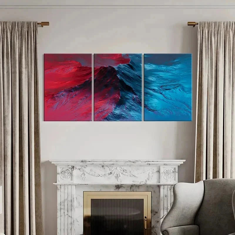 3pcs Modern Abstract Fantasy Red and Blue Wall Art Set Canvas Framed 40x60cm - High Quality Print 100% Australian Made Wall Canvas Ready to Hang