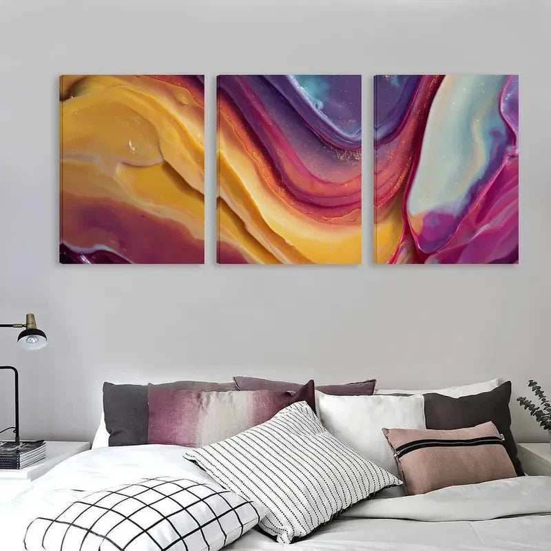 3pcs Abstract Swirling Hues Of A Dreamy Sky Wall Art Set Canvas Framed 60x90cm - High Quality Print 100% Australian Made Wall Canvas Ready to Hang