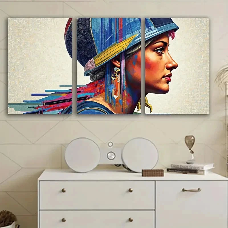 3pcs Portrait Of A Woman Dressed Wall Art Set Canvas Framed 60x90cm - High Quality Print 100% Australian Made Wall Canvas Ready to Hang